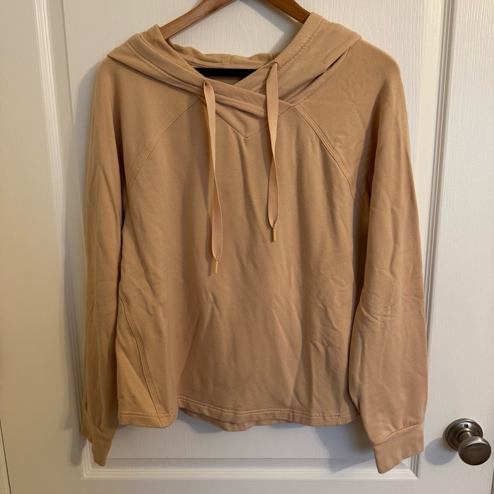 Athleta Boardwalk High Hip Hoodie with Drawstrings, Salmon Beige Color